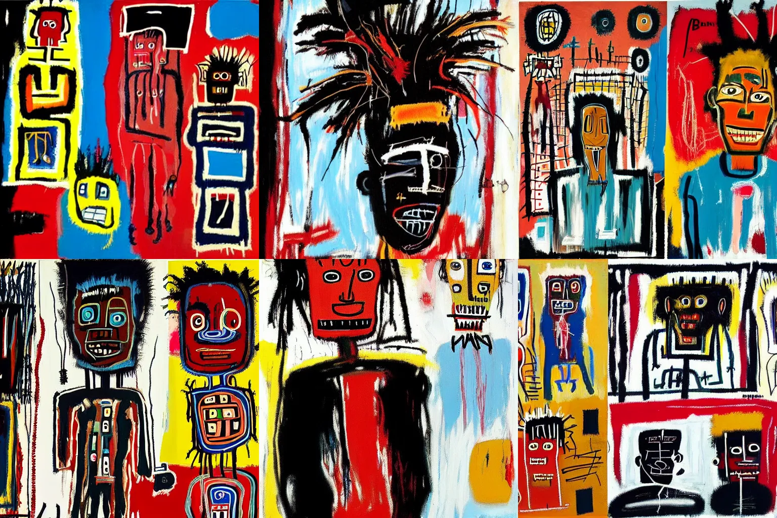 Prompt: paintings of black people by jean-michel basquiat,