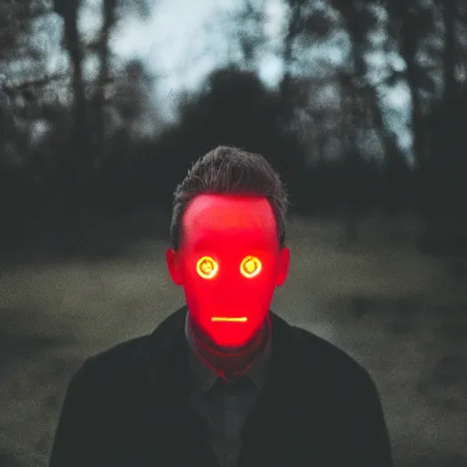 Image similar to a man with red glowing eyes