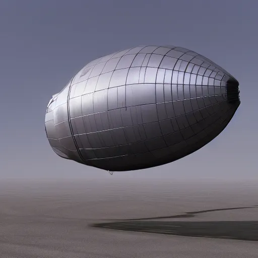 Image similar to retrofuturistic armored blimp, 3 d render, octane, ray tracing, ultra high resolution, ultra detailed, photorealistic, 8 k