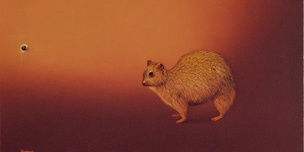 Prompt: a quokka in the style of Zdzisław Beksiński