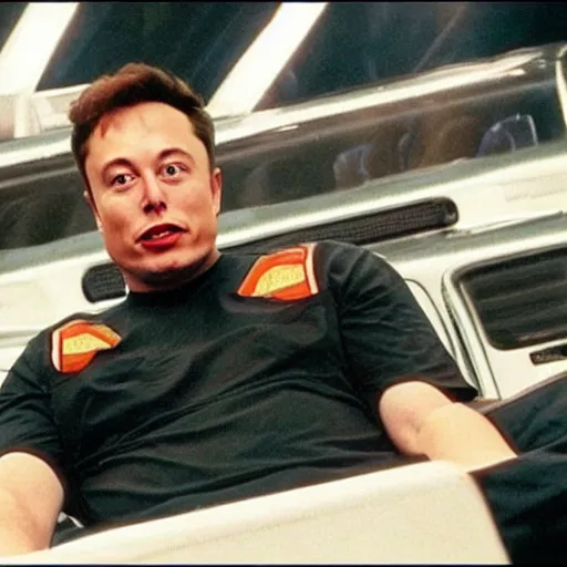 Image similar to a leak screenshot of Elon Musk in a late 2000’s movie, vhs quality, low quality,