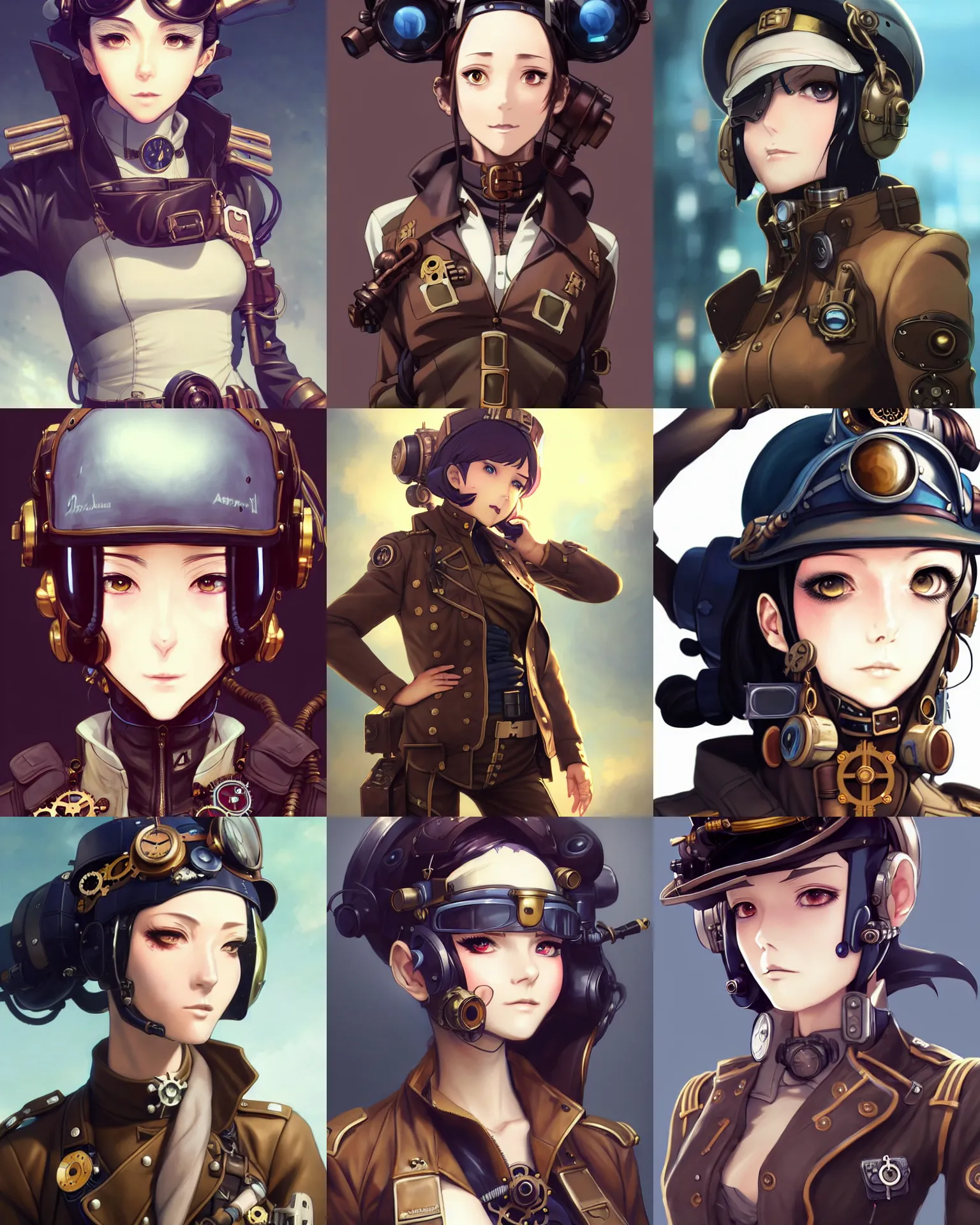 Prompt: character concept art of a steampunk woman bomber pilot | | anime, close up, cute - fine - face, pretty face, realistic shaded perfect face, fine details by stanley artgerm lau, wlop, rossdraws, james jean, andrei riabovitchev, marc simonetti, and sakimichan, ghost in the shell, trending on artstation