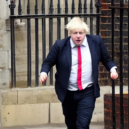 Image similar to boris johnson dressed as a greased piglet