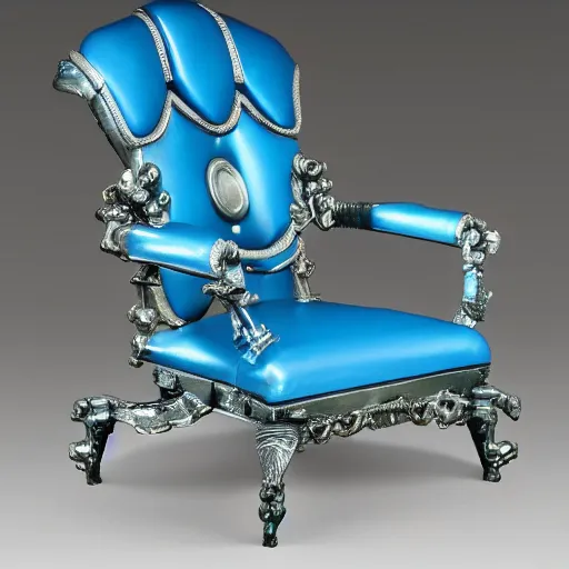 Prompt: futuristic avant garde baroque command chair in space ship