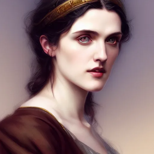 Image similar to beautiful striking Pre-Raphaelite Katie McGrath by Artgerm and Greg Rutkowski, intricate, elegant, highly detailed, digital painting, artstation