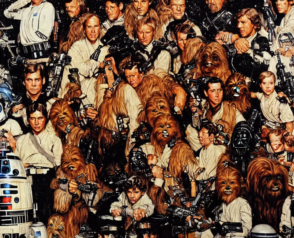 Image similar to star wars by norman rockwell, detailed painting, 8 k