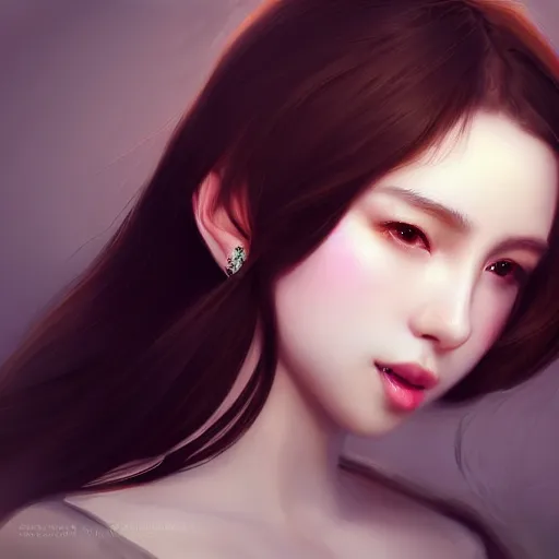 Prompt: a beautiful and elegant girl by wlop, dream, closeup headshot, 8 k, high detailed, ultra - realistic painting, trending on artstation.