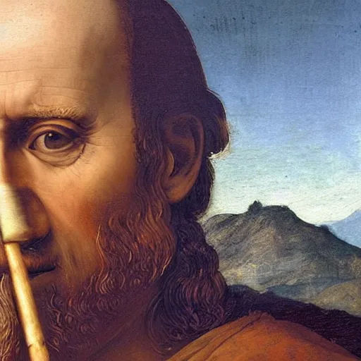 Image similar to a hyper realistic painting of joe Biden smoking a crack pipe. Leonardo da Vinci. Masterpiece 4k