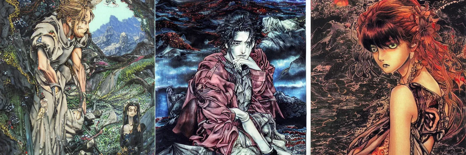 Prompt: A scene with a character in a scenic place by Ayami Kojima