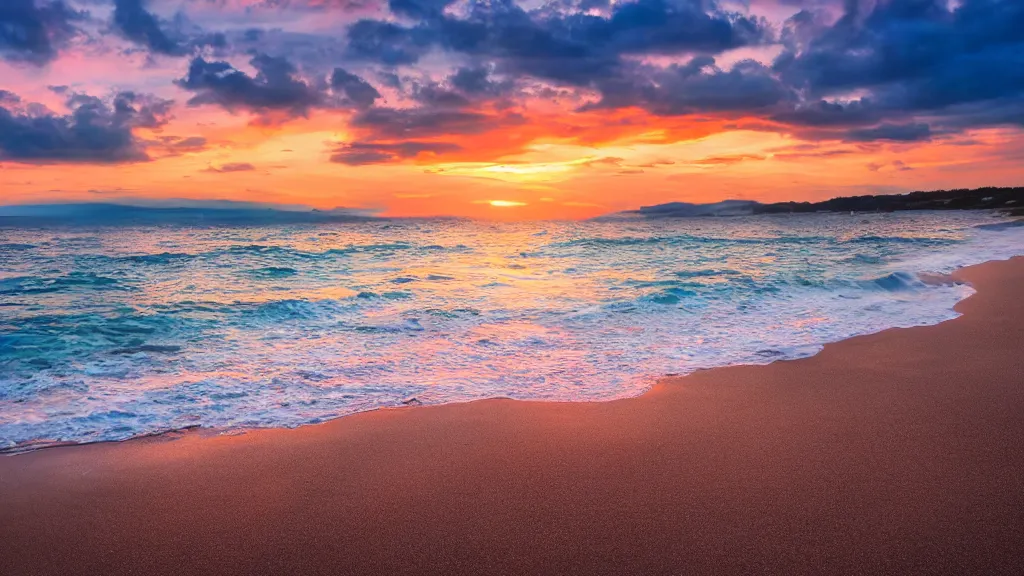 Image similar to A beach with a beautiful sunset