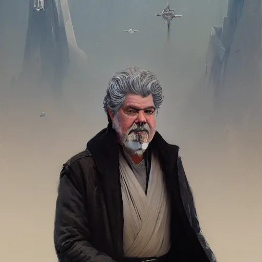 Image similar to A portrait of george lucas, star wars art, art by greg rutkowski, matte painting, trending on artstation