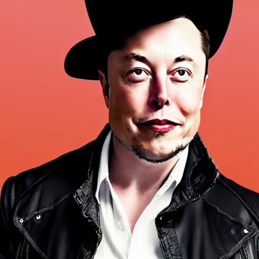 Image similar to photo of elon musk in the shape of a musketeer, he has a big black hat and holds a shiny sword