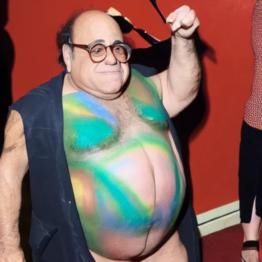 Image similar to danny devito in full body paint