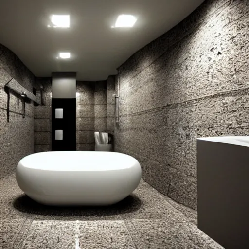 Prompt: underground futuristic bathroom