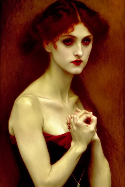 Image similar to victorian vampire, painting by rossetti bouguereau, detailed art, artstation