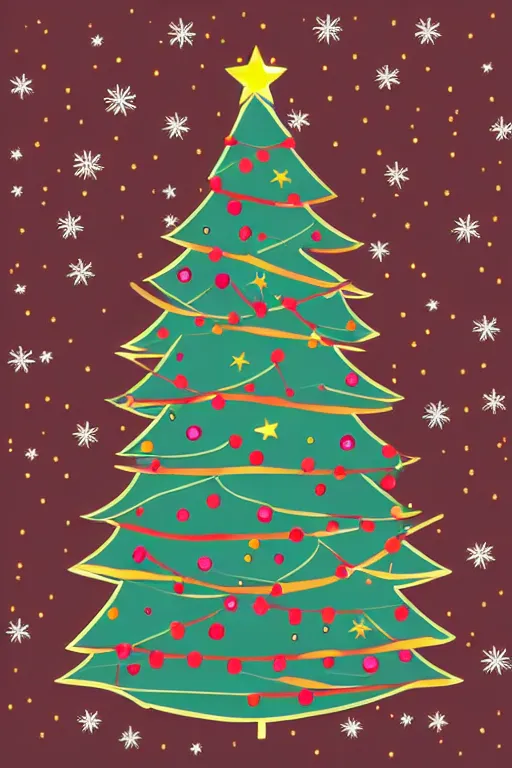 Prompt: minimalist boho style art of a christmas tree, illustration, vector art