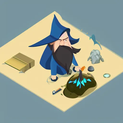 Image similar to wizard pondering his orb, discord emoji, 2 d, flat, isometric, transparent background, svg