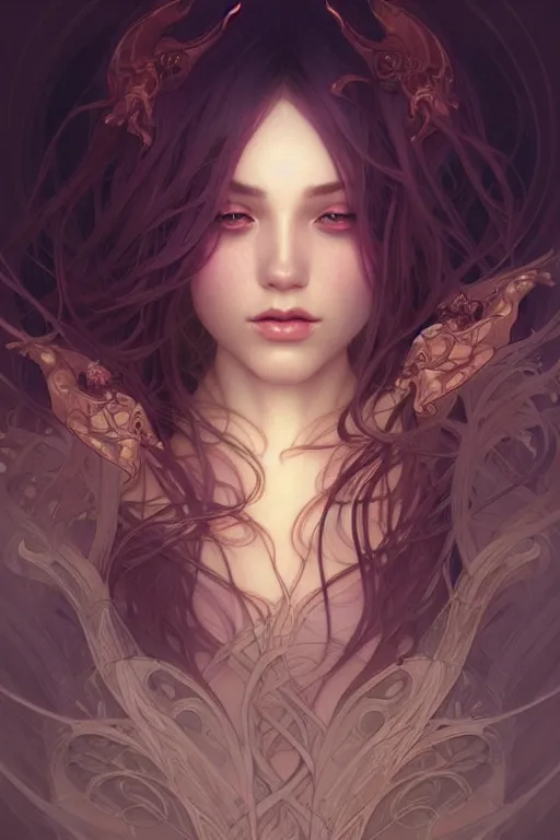 Image similar to translucent, dark fantasy, intricate, elegant, highly detailed, digital painting, artstation, concept art, matte, sharp focus, illustration, art by artgerm and alphonse mucha