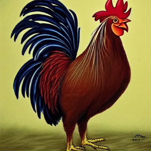 Image similar to portrait of a rooster that has human ears