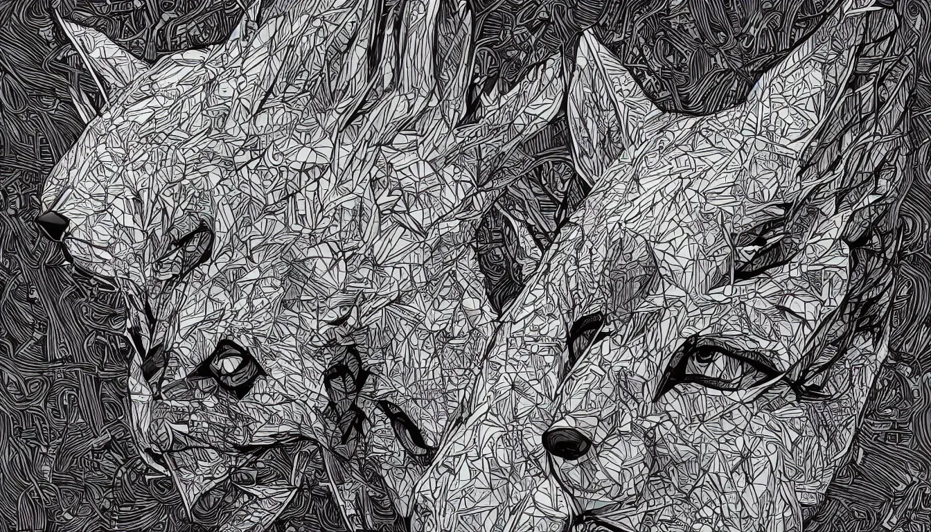 Image similar to thin long continuous lines form fox head by josan gonzalez