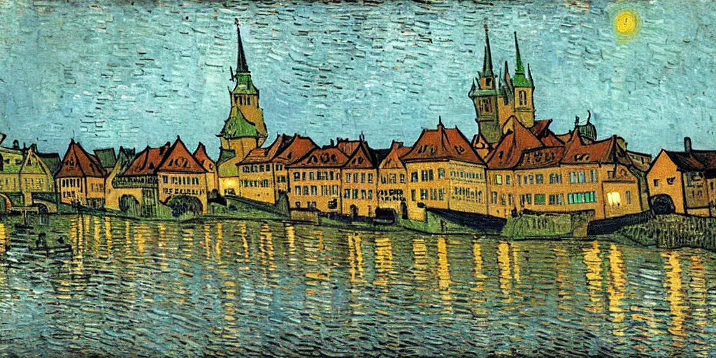 Image similar to Bamberg painted by Van Gogh