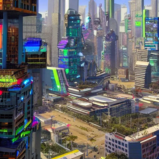 Image similar to a cyberpunk city in south america city