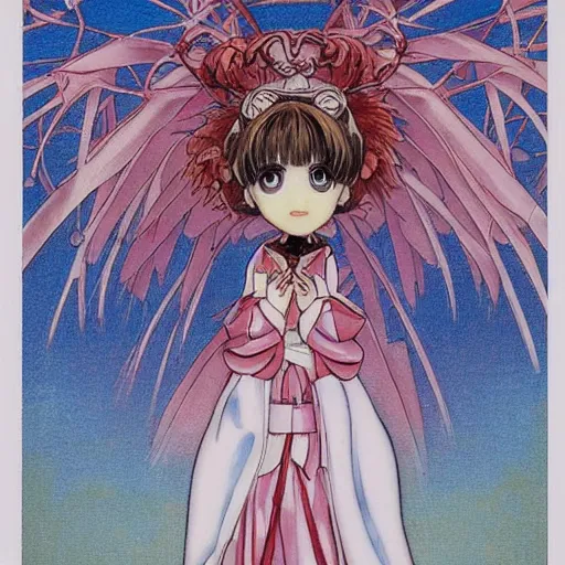 Prompt: portrait from card captor sakura final fantasy character painted in miyazaki color style drawn by katsuhiro otomo and takato yamamoto, inspired by fables, china doll face, smooth face feature, intricate oil painting, high detail, sharp high detail, manga and anime 2 0 0 0