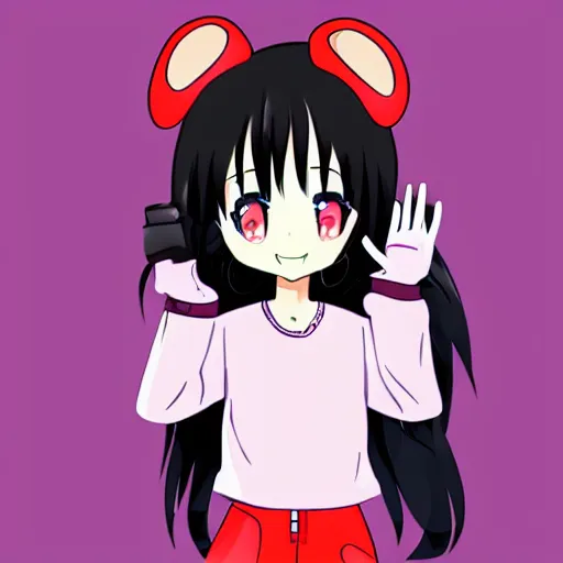 Image similar to anime mouse girl with black hair illustration