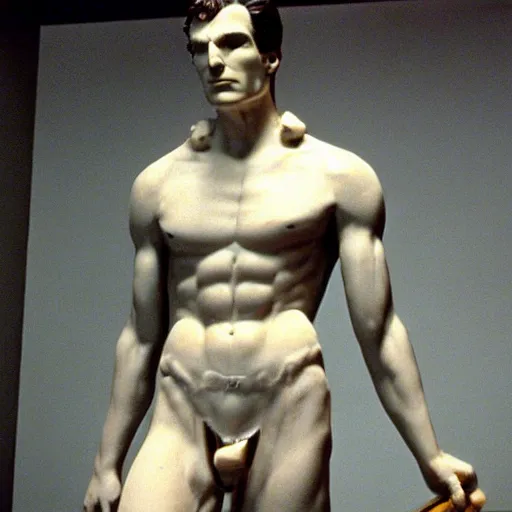 Prompt: greek statue of Patrick Bateman in American Psycho (1999)