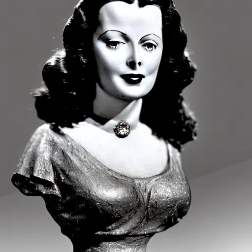 Image similar to antique sculpture of hedy lamarr, she is smiling