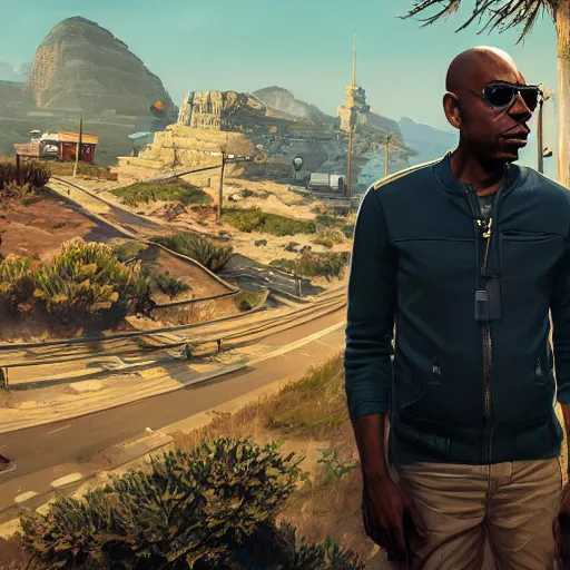 Prompt: highly detailed portrait, dave chappelle, in gta v, stephen bliss, unreal engine, fantasy art by greg rutkowski, loish, rhads, ferdinand knab, makoto shinkai and lois van baarle, ilya kuvshinov, rossdraws, tom bagshaw, global illumination, radiant light, detailed and intricate environment