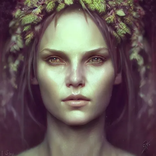 Image similar to photo realistic image of dryad, stunning 3 d render inspired art by istvan sandorfi and greg rutkowski, perfect facial symmetry, realistic, highly detailed attributes and atmosphere, dim volumetric cinematic lighting,