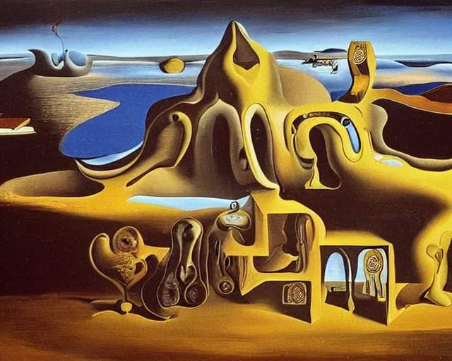 Prompt: The School of Atens, Salvador Dalí, oil on canvas