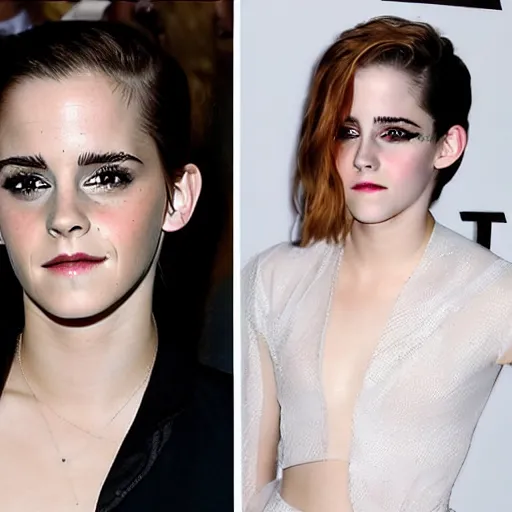 Prompt: emma watson and kristen stewart cosplaying as each other