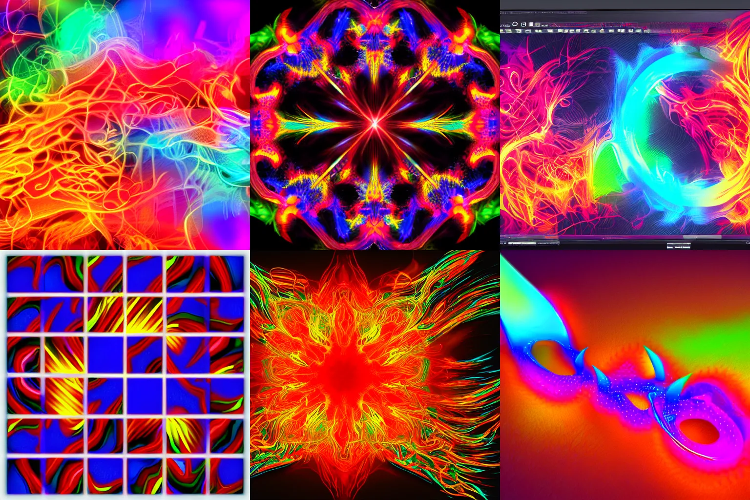 Prompt: colorful flames by Houdini algorithmic generative render