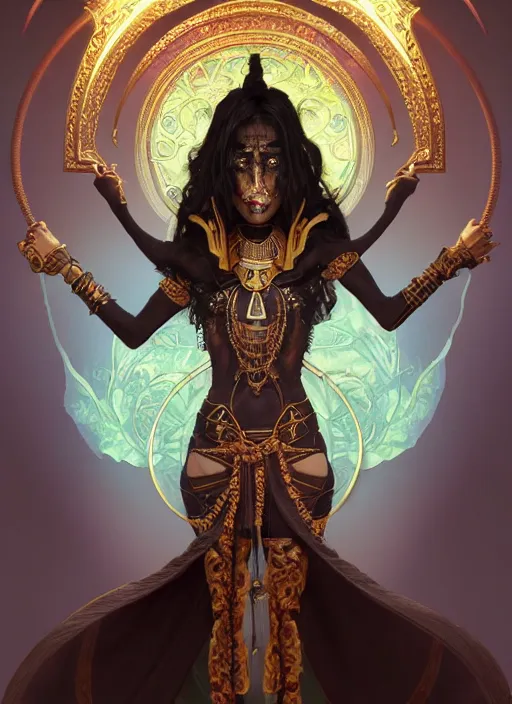 Prompt: angry god shu, bronze skin tone and egyptian wig, pharaoh beard, glowing eyes, volumetric lights, cyan and gold scheme, art nouveau botanicals, gothic, intricate, highly detailed, digital painting, artstation, concept art, smooth, sharp focus, symmetric face, illustration, steampunk, art by artgerm and greg rutkowski and alphonse mucha