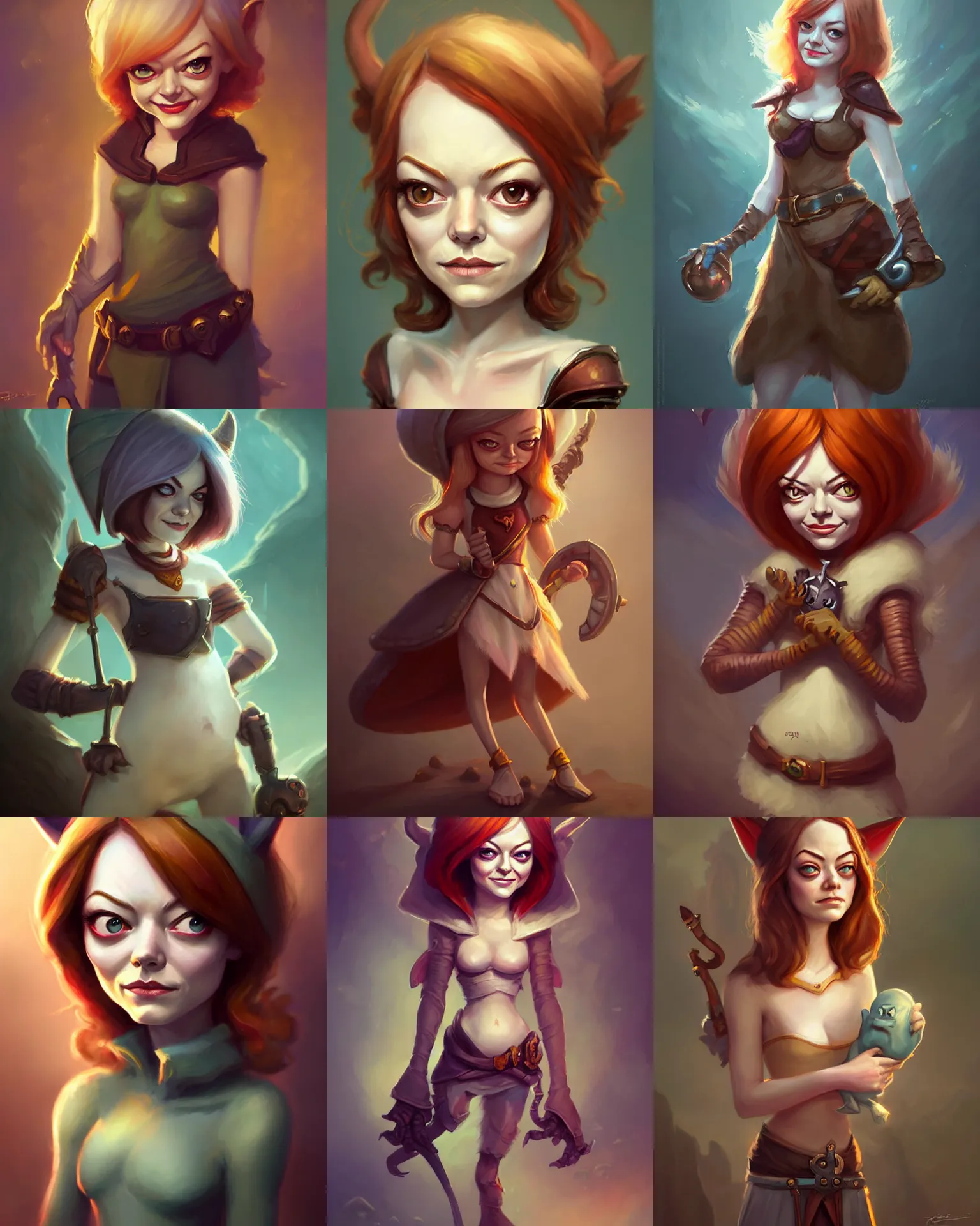 Prompt: cute little anthropomorphic emma stone cute and adorable, pretty, beautiful, dnd character art portrait, matte fantasy painting, deviantart artstation, by jason felix by steve argyle by tyler jacobson by peter mohrbacher, cinema