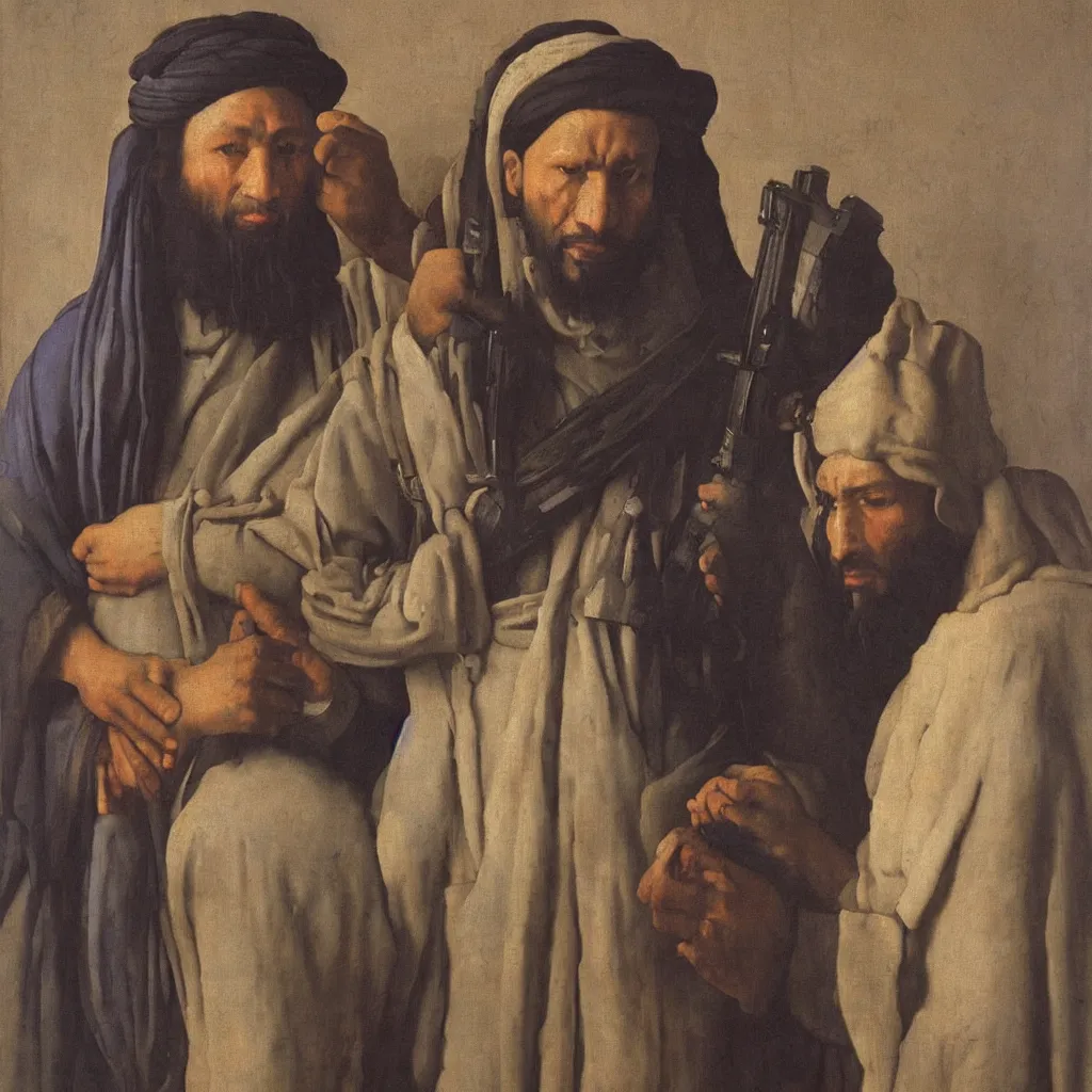 Prompt: taliban portrait by johannes vermeer