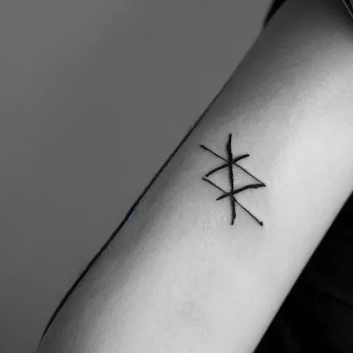 Prompt: handpoke tattoo of a simplistic black and white geometric shape, stick poke, lineart