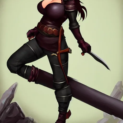 Image similar to curvy medieval rogue girl artstation
