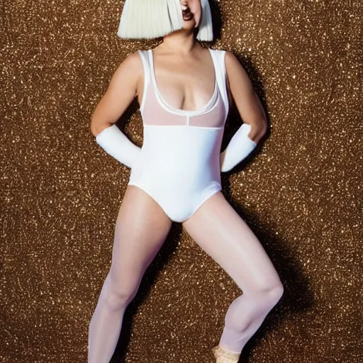 Image similar to Sia Furler artistic photoshoot wearing a leotard