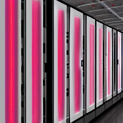 Image similar to evil server room, screen with ai face on it, dark, red lighting