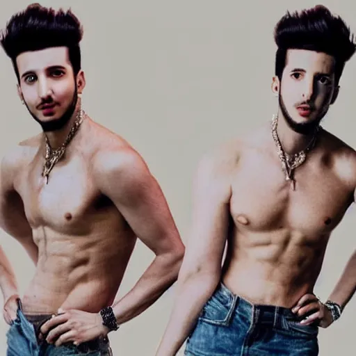 Prompt: a realistic detailed photo of a guy who is an attractive humanoid who is half robot and half humanoid, who is a male android, singer sebastian yatra, shiny skin, posing like a statue, blank stare, in a living room, on display, showing off his muscles