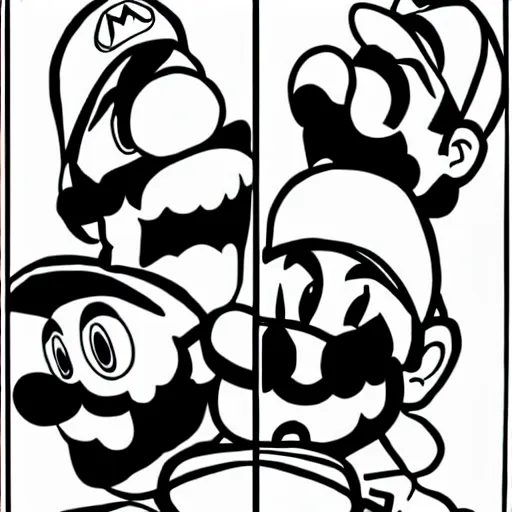 Image similar to super mario brothers, sumi-e ink style,