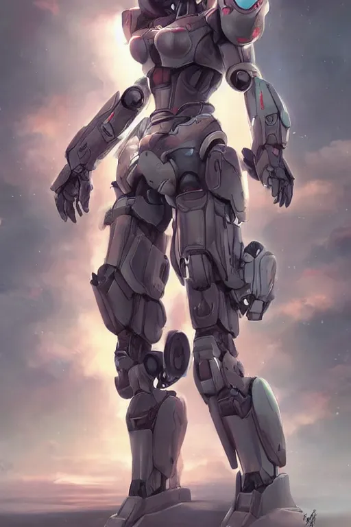Image similar to a young attractive Asian woman piloting a mecha, in the style of Artgerm and Tom Bagshaw