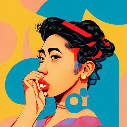 Prompt: Kali Uchis profile picture by Sachin Teng, asymmetrical, Organic Painting , Matte Painting, geometric shapes, hard edges, graffiti, street art:2 by Sachin Teng:4