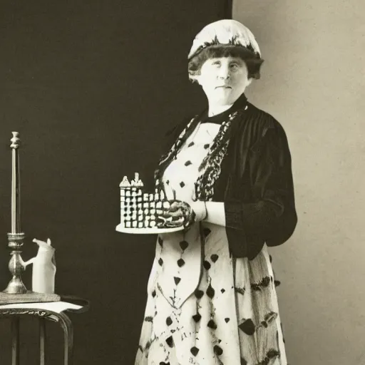 Image similar to An Edwardian woman posing with a chessboard in the style of Moomin 90s anime