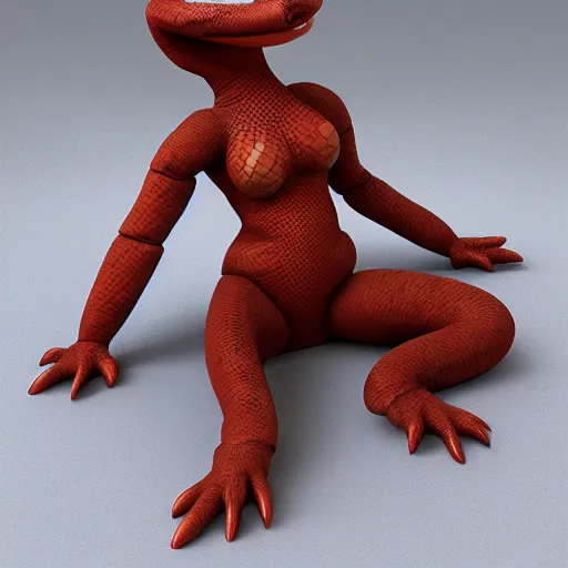 Image similar to cute fumo plush of a snake girl, scaled lizard girl, pvc figure, vray render