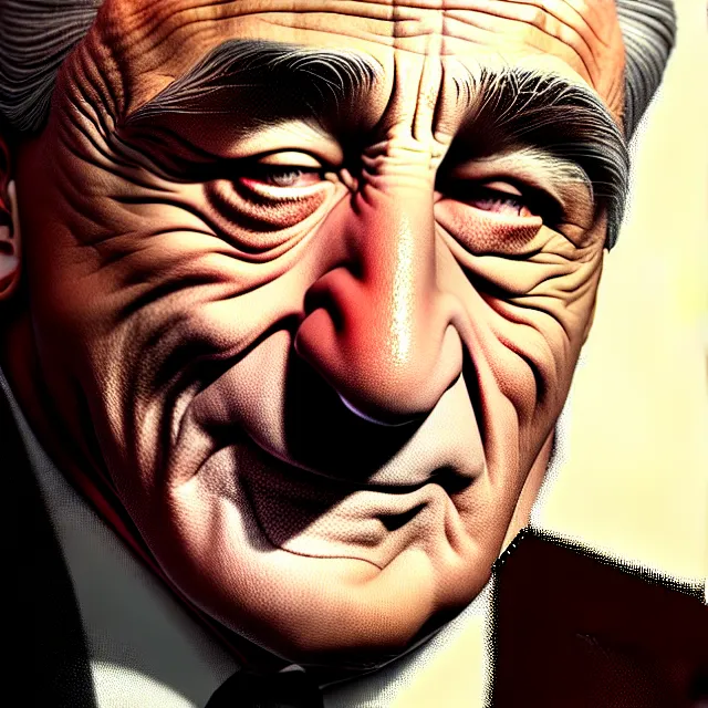 Prompt: epic professional digital art of Robert DeNiro, best on artstation, cgsociety, wlop, Behance, pixiv, astonishing, impressive, outstanding, epic, cinematic, stunning, gorgeous, much detail, much wow, masterpiece.