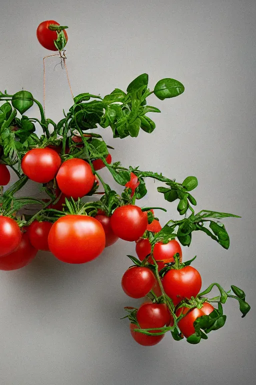 Prompt: a potted tomato plant with an ethernet connection, its leaves and tomatoes form a web developer interface for html 5 iot web 2. 0, high resolution megapixel photograph